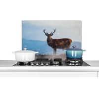 Credence Cerf sur la lande enneigée Fond de hotte 70x50 cm Credence aluminium Plaque inox de cuisine
