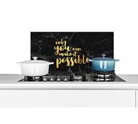 Credence Citation - Confiance en soi - Or - Marbre Fond de hotte 70x30 cm Credence aluminium Plaque inox de cuisine