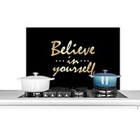 Credence Citation - Confiance - Or Fond de hotte 90x60 cm Credence aluminium Plaque inox de cuisine