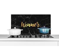 Credence Citation - Gagner - Or - Marbre Fond de hotte 90x45 cm Credence aluminium Plaque inox de cuisine