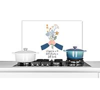 Credence Citation - Le bonheur, c'est de tenir des fleurs dans ses deux mains - Citations Fond de hotte 60x40 cm Credence aluminium Plaque inox de cuisine