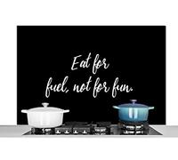 Credence Citation - Manger pour se nourrir, pas pour s'amuser - Proverbes Fond de hotte 120x80 cm Credence aluminium Plaque inox de cuisine