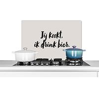 Credence Citation - Taupe - Tu cuisines, je bois de la bière Fond de hotte 60x40 cm Credence aluminium Plaque inox de cuisine
