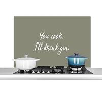 Credence Citation - Tu cuisines, je bois du gin - Proverbes Fond de hotte 100x65 cm Credence aluminium Plaque inox de cuisine