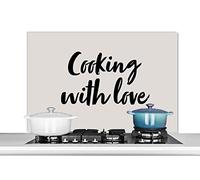 Credence Citations - Amour - Cuisiner avec amour - Proverbes - Cuisine Fond de hotte 100x65 cm Credence aluminium Plaque inox de cuisine