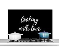 Credence Citations - Cuisine - Amour - Proverbes Fond de hotte 100x65 cm Credence aluminium Plaque inox de cuisine