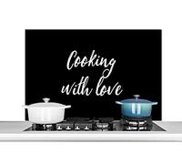 Credence Citations - Cuisine - Amour - Proverbes Fond de hotte 100x65 cm Credence aluminium Plaque inox de cuisine