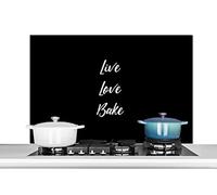 Credence Citations - Cuisine - Live Love Bake - Proverbes - Pâtisserie Fond de hotte 100x65 cm Credence aluminium Plaque inox de cuisine