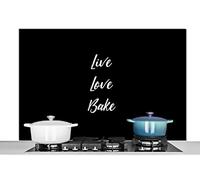 Credence Citations - Cuisine - Live Love Bake - Proverbes - Pâtisserie Fond de hotte 120x80 cm Credence aluminium Plaque inox de cuisine