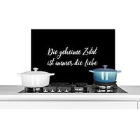 Credence Citations - Die geheime Zutat ist immer die Liebe - Proverbes - Cuisine Fond de hotte 60x40 cm Credence aluminium Plaque inox de cuisine