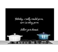 Credence Citations - Hier, je voulais vraiment de la pizza - Proverbes - Amateur de pizza - Fast food Fond de hotte 120x80 cm Credence aluminium Plaque inox de cuisine