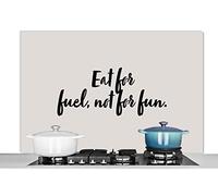 Credence Citations - Plaisir - Proverbes - Manger pour se nourrir, pas pour s'amuser Fond de hotte 120x80 cm Credence aluminium Plaque inox de cuisine