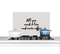 Credence Citations - Proverbes - Café - Amour - Tout ce dont vous avez besoin, c'est d'amour et de café. Fond de hotte 60x40 cm Credence aluminium Plaque inox de cuisine