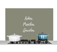 Credence Citations - Proverbes - Cuisine. Tchin, tchin, tchin, tchin - boisson - nourriture Fond de hotte 120x80 cm Credence aluminium Plaque inox de cuisine