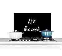 Credence Citations - Proverbes - Embrasser le cuisinier Fond de hotte 70x50 cm Credence aluminium Plaque inox de cuisine