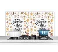 Credence Citations - Proverbes - Les fleurs ne sont-elles pas les étoiles de la terre ? Fond de hotte 120x60 cm Credence aluminium Plaque inox de cuisine