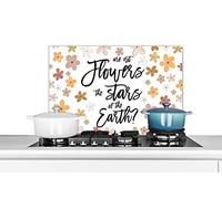 Credence Citations - Proverbes - Les fleurs ne sont-elles pas les étoiles de la terre ? Fond de hotte 70x50 cm Credence aluminium Plaque inox de cuisine