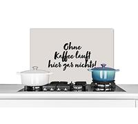 Credence Citations - Proverbes - Ohne Kaffee läuft hier gar nichts ! Fond de hotte 70x50 cm Credence aluminium Plaque inox de cuisine