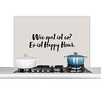 Credence Citations - Proverbes - Quelle heure est-il ? C'est l'Happy Hour. Fond de hotte 100x65 cm Credence aluminium Plaque inox de cuisine