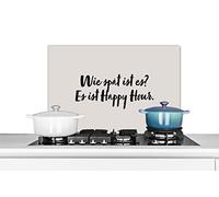 Credence Citations - Proverbes - Quelle heure est-il ? C'est l'Happy Hour. Fond de hotte 70x50 cm Credence aluminium Plaque inox de cuisine