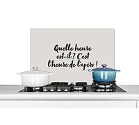 Credence Citations - Proverbes - Quelle heure est-il ? C'est l'heure de l'apéro ! Fond de hotte 60x40 cm Credence aluminium Plaque inox de cuisine