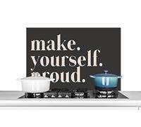 Credence Citations - Rends-toi fier - Amour de soi - Confiance en soi - Texte Fond de hotte 90x60 cm Credence aluminium Plaque inox de cuisine