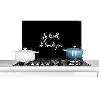 Credence Citations - Tu cuisines, je bois du gin - Proverbes - Gin - Liqueur Fond de hotte 70x50 cm Credence aluminium Plaque inox de cuisine