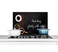 Credence Citations - Une bonne journée commence par un café ! - Proverbes - Café Fond de hotte 70x50 cm Credence aluminium Plaque inox de cuisine