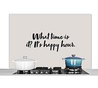 Credence Citations - What time is it it's happy hour - Proverbes - Alcool Fond de hotte 120x80 cm Credence aluminium Plaque inox de cuisine