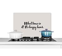 Credence Citations - What time is it it's happy hour - Proverbes - Alcool Fond de hotte 70x50 cm Credence aluminium Plaque inox de cuisine