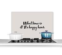 Credence Citations - What time is it it's happy hour - Proverbes - Alcool Fond de hotte 80x55 cm Credence aluminium Plaque inox de cuisine