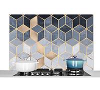 Credence Cube - Or - Motifs Fond de hotte 120x80 cm Credence aluminium Plaque inox de cuisine