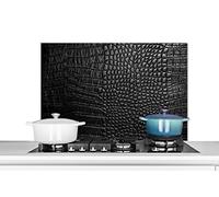 Credence Cuir - Texturé - Noir - Gris Fond de hotte 80x55 cm Credence aluminium Plaque inox de cuisine