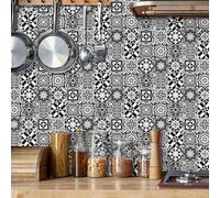Credence Cuisine 20X240Cm Noir Blanc Carrelage Adhesif Pour Cuisine,Pour Salle De Bains Et Cuisines, Crédence Cuisines, Imperméables Carrelage Carreaux Adhésif Mural