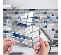 Crédence Cuisine Adhesive Marbre Gris - Bleu Papier Peint De Carrelage,Auto-Adhésif Imperméable,Carrelage Autocollant Sticker Décoration Mural Pour Cuisine Salle De Bain,Stickers De Escalier