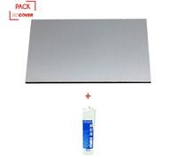 Crédence cuisine aluminium - MCCOVER - 200x100x3 mm - Aluminium brossé - Bi-face - Silicone transparent inclus