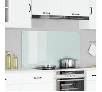 Crédence de cuisine - Verre trempé - 110x60 cm - Blanc - Design contemporain