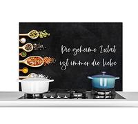 Credence Die geheime Zutat ist immer die liebe - Citations - Proverbes Fond de hotte 100x65 cm Credence aluminium Plaque inox de cuisine