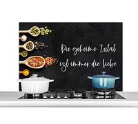 Credence Die geheime Zutat ist immer die liebe - Citations - Proverbes Fond de hotte 100x65 cm Credence aluminium Plaque inox de cuisine