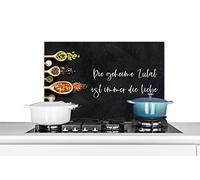 Credence Die geheime Zutat ist immer die liebe - Citations - Proverbes Fond de hotte 60x40 cm Credence aluminium Plaque inox de cuisine