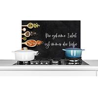 Credence Die geheime Zutat ist immer die liebe - Citations - Proverbes Fond de hotte 70x50 cm Credence aluminium Plaque inox de cuisine