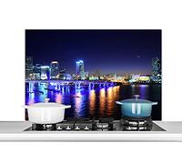 Credence Eau - Lumière - Nuit - Ligne d'horizon Fond de hotte 100x65 cm Credence aluminium Plaque inox de cuisine