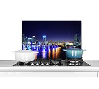 Credence Eau - Lumière - Nuit - Ligne d'horizon Fond de hotte 70x50 cm Credence aluminium Plaque inox de cuisine