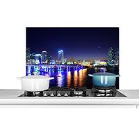 Credence Eau - Lumière - Nuit - Ligne d'horizon Fond de hotte 80x55 cm Credence aluminium Plaque inox de cuisine