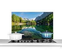 Credence Eau - Montagnes - Roches Fond de hotte 80x55 cm Credence aluminium Plaque inox de cuisine