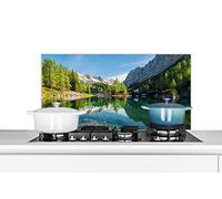 Credence Eau - Montagnes - Roches Fond de hotte 90x45 cm Credence aluminium Plaque inox de cuisine