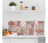 Crédence effet carreaux de ciment rouge REDMONKY adhésive autocollant sticker - Fond de hotte - 120 x 50 cm