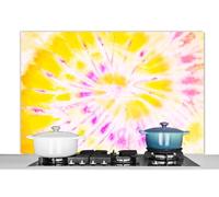 Credence Été - Tie dye - Jaune Fond de hotte 120x80 cm Credence aluminium Plaque inox de cuisine