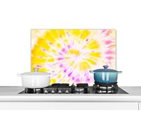 Credence Été - Tie dye - Jaune Fond de hotte 60x40 cm Credence aluminium Plaque inox de cuisine