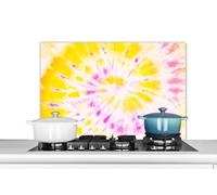 Credence Été - Tie dye - Jaune Fond de hotte 90x60 cm Credence aluminium Plaque inox de cuisine